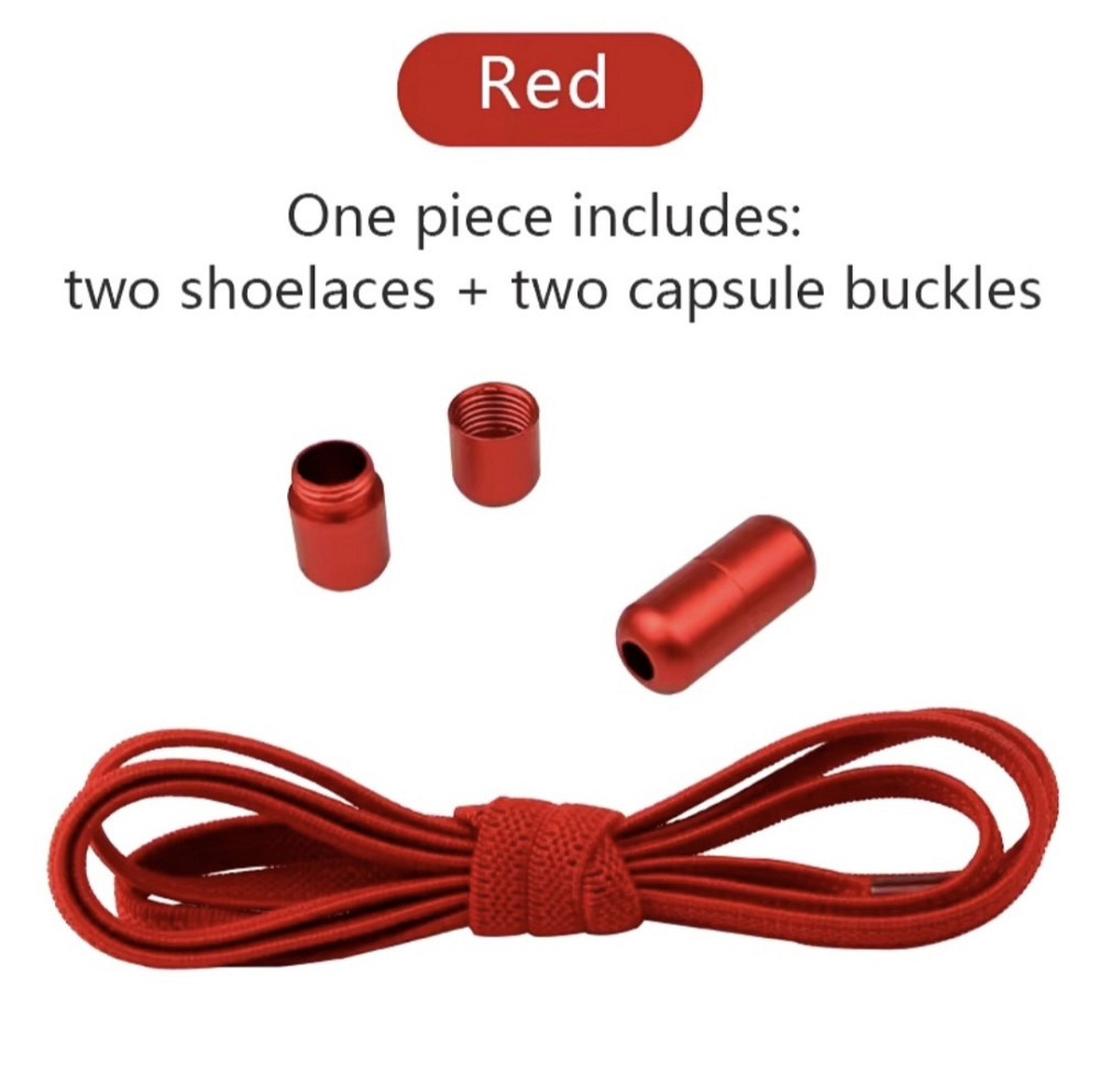 Шнурки еластичні без зав'язок з застібками в один колір Червоний Смела - изображение 1