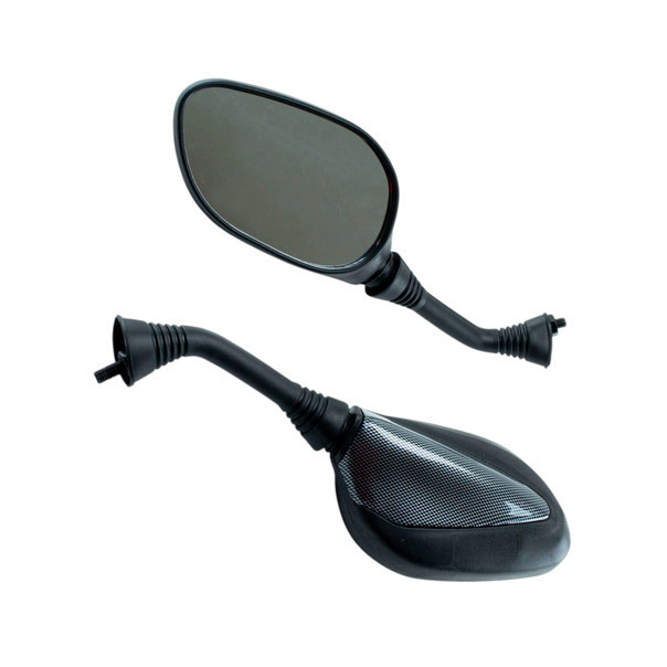 Зеркало 2 шт) HONDA DIO, SUZUKI 8 мм с длинной ножкой (обрезиненая ножка) карбон (к-кт Мукачево - изображение 1