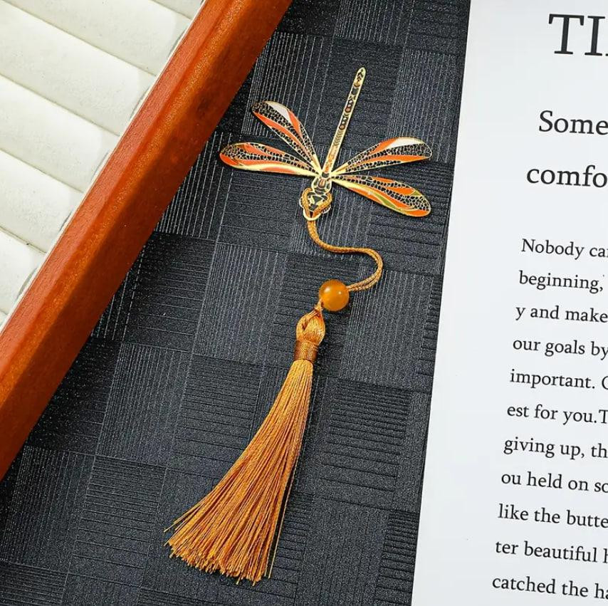 Цветная металлическая закладка со стрекозой и кистью в коробке. Оригинальная закладка. Подарок для к Киев - изображение 2