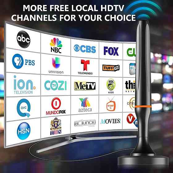 Цифрова телевізійна антена для Smart TV, для внутрішнього використання, прийом 360° цифрової HDTV-антени для місцевих каналів, пі Київ