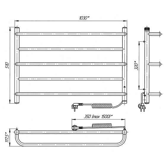 Электрический полотенцесушитель Laris Практик П5 1000Х500 Э правое подкл. Киев
