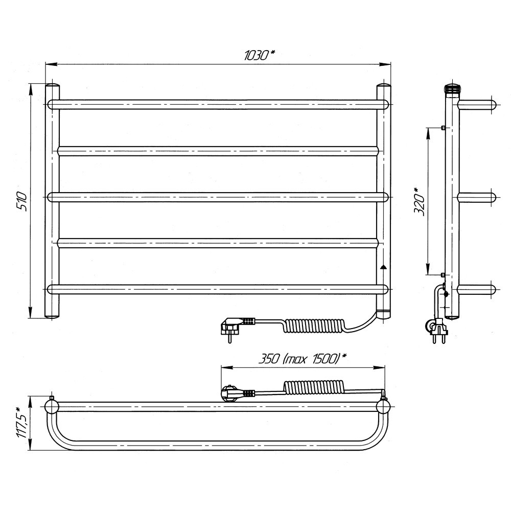 Электрический полотенцесушитель Laris Практик П5 1000Х500 Э правое подкл. Киев - изображение 6