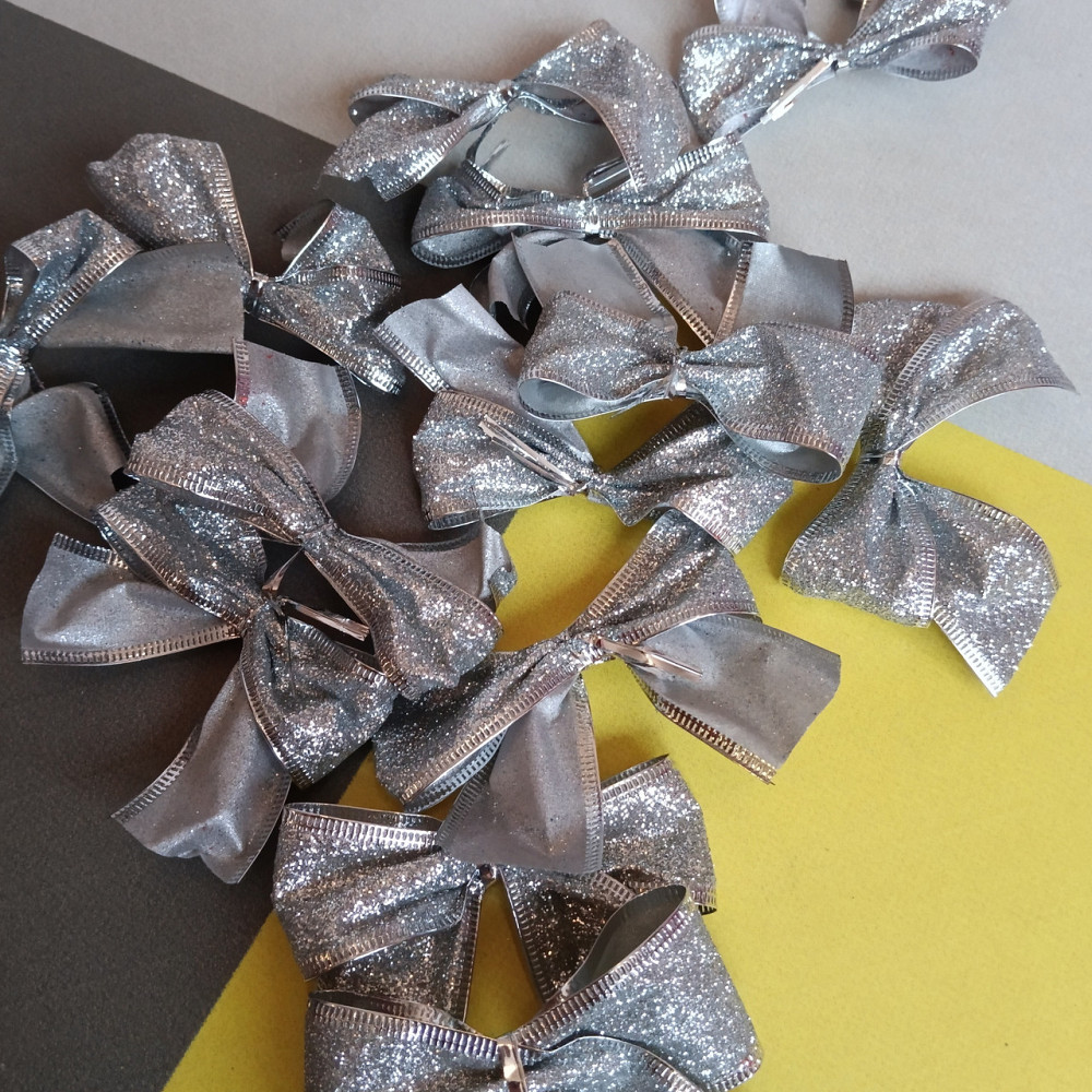 Ялинкові прикраси бант срібло Київ - фото 2