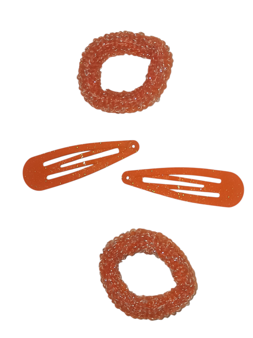 Набор 2 заколки блестящих оранжевый и 2 резинки оранжевый для волос на Хэллоуин Киев - изображение 2