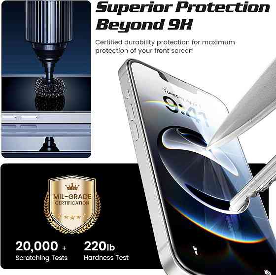 Захисне скло для iPhone 16e/14/13 (6.1") 3 шт 9H+ загартоване Full Screen HD протиударне олеофобне антиподряпин з рамкою для Київ