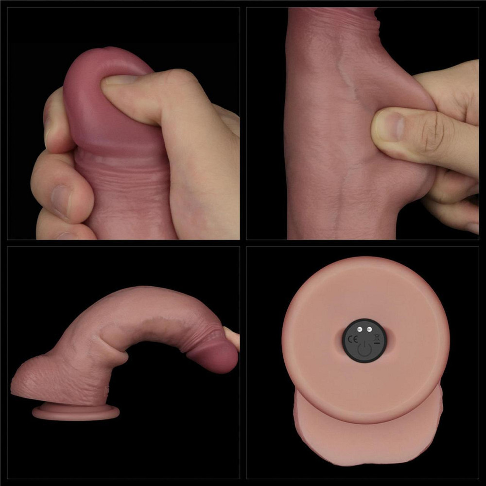 Реалистичный вибратор - Vibrating Sliding Skin Pro II Dual Layer Silicone Dong 8.5