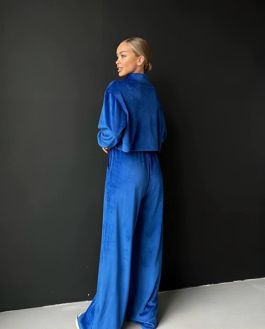 Жіночий прогулянковий плюшевий костюм: кофта та штани Електрик, 46/48 Одеса - фото 3