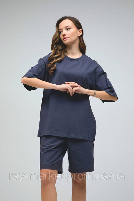 Костюм футболка оверсайз і шорти RAY BASIC темно-сірий жіночий (U1801W-Dark Grey) M Київ - фото 1