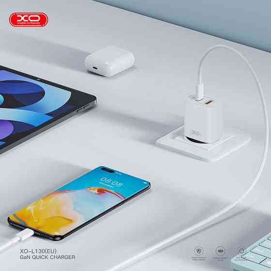 Мережевий зарядний пристрій XO L130 PD30W/QC18W 1USB-C+1USB-A + Type-C кабель білий Львів