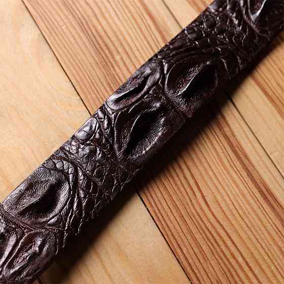 Ремень-автомат CROCODILE LEATHER 18240 из натуральной кожи крокодила Коричневый Киев