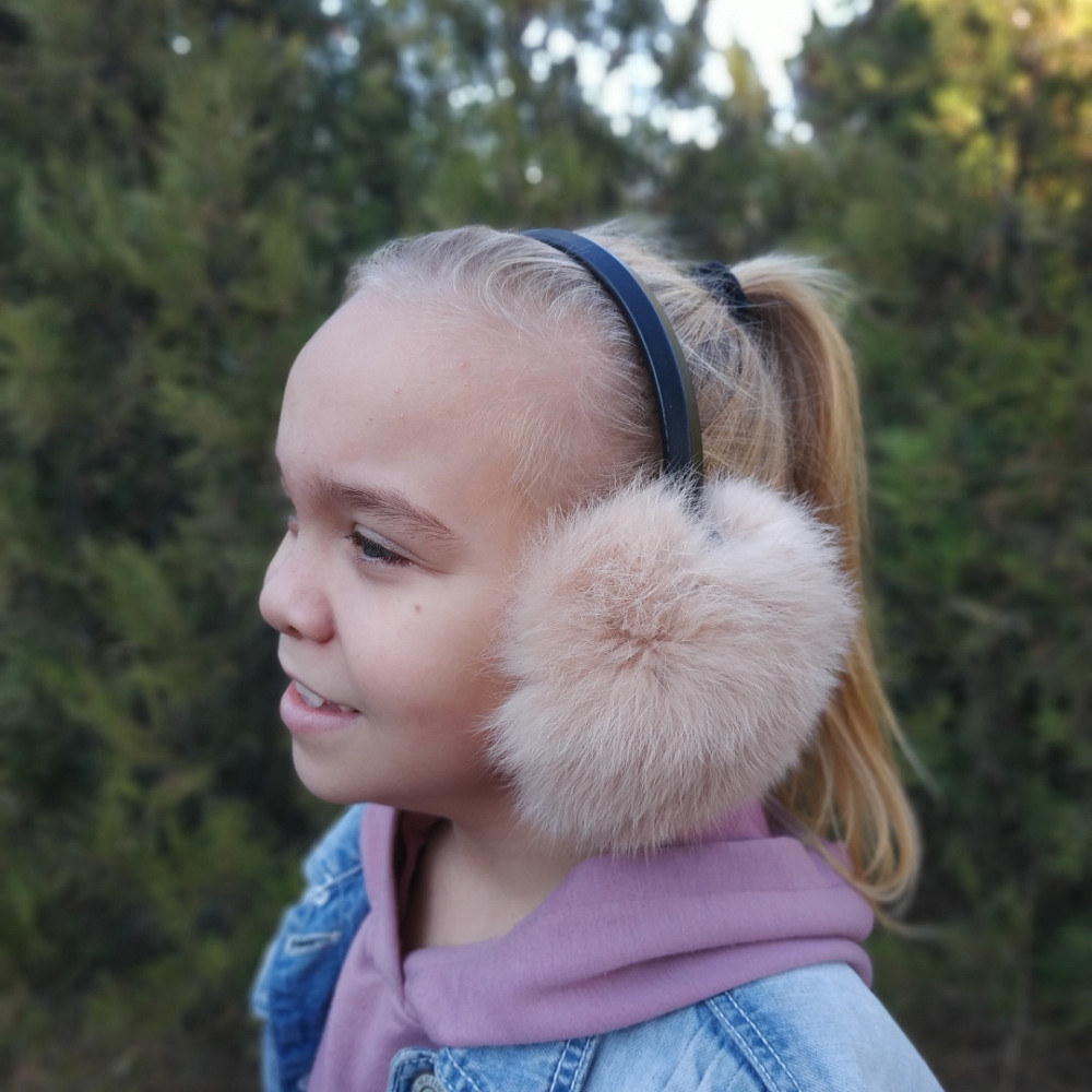Наушники меховые взрослые из кролика Бежевый Харьков - изображение 6