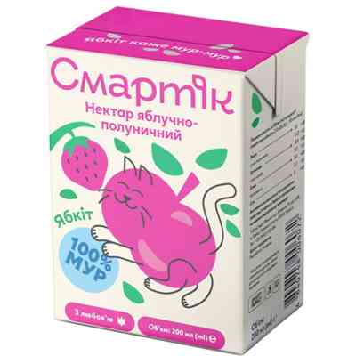 Сік дитячий Смартік яблучно-полуничний з м'якоттю 200 мл (4840748006072) Вінниця