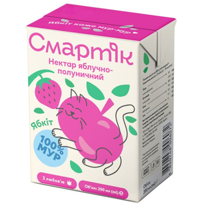 Сік дитячий Смартік яблучно-полуничний з м'якоттю 200 мл (4840748006072) Вінниця - фото 1