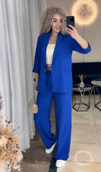 Жіночий літній костюм піджак і брюки палаццо льон жатка Одеса - фото 8