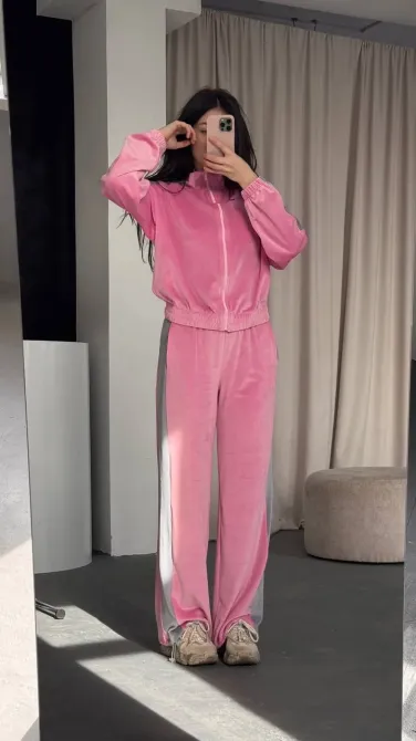 Женский велюровый костюм 2-ка - регулируемые брюки (джоггеры/палаццо) Одесса - изображение 5