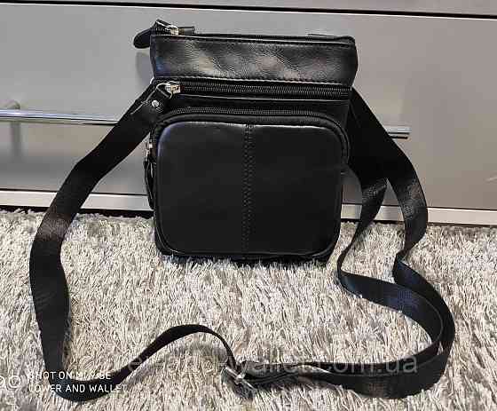Маленькая вертикальная мужская сумка из натуральной кожи PS Leather Киев