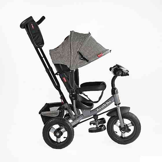Велосипед триколісний Best Trike з батьківською ручкою надувні колеса Сірий (35-723) Чернігів