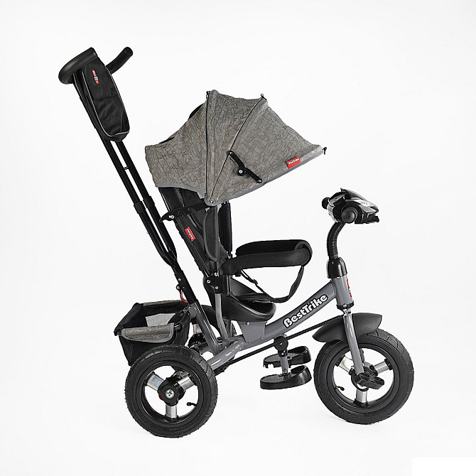 Велосипед триколісний Best Trike з батьківською ручкою надувні колеса Сірий (35-723) Чернігів - фото 2