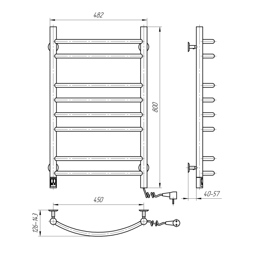 Рушникосушарка електрична NAVIN Камелія 480х800 права сенсор з таймером Київ - фото 5