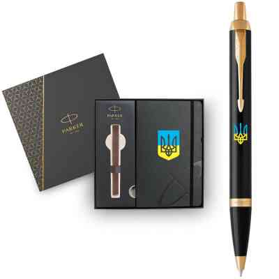 Ручка кулькова Parker IM 17 UKRAINE Black GT BP Тризуб син-жовт. + блокнот Parker + подар.упаковка GIFT24 (22032b24_T0016u) Вінниця