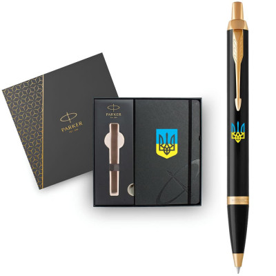 Ручка кулькова Parker IM 17 UKRAINE Black GT BP Тризуб син-жовт. + блокнот Parker + подар.упаковка GIFT24 (22032b24_T0016u) Вінниця - фото 5
