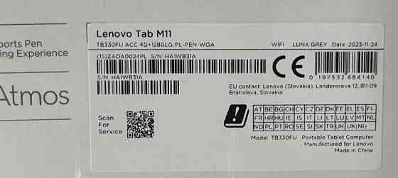 Планшет: Lenovo Tab M11 4/128Gb. Wi-Fi Luna Grey + Stylus (ZADA0024PL) Харьков