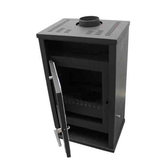 Піч-камін на дровах Hosseven ASSOS 7,5 кВт сталева буржуйка з чавунною топкою панорамне скло верхній димохід Туреччина Київ