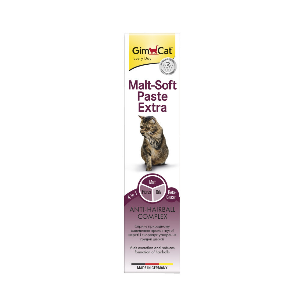 Паста GimCat Every Day Malt-Soft Paste Extra для котів, виведення шерсті зі шлунку, 20 г Вінниця - фото 1