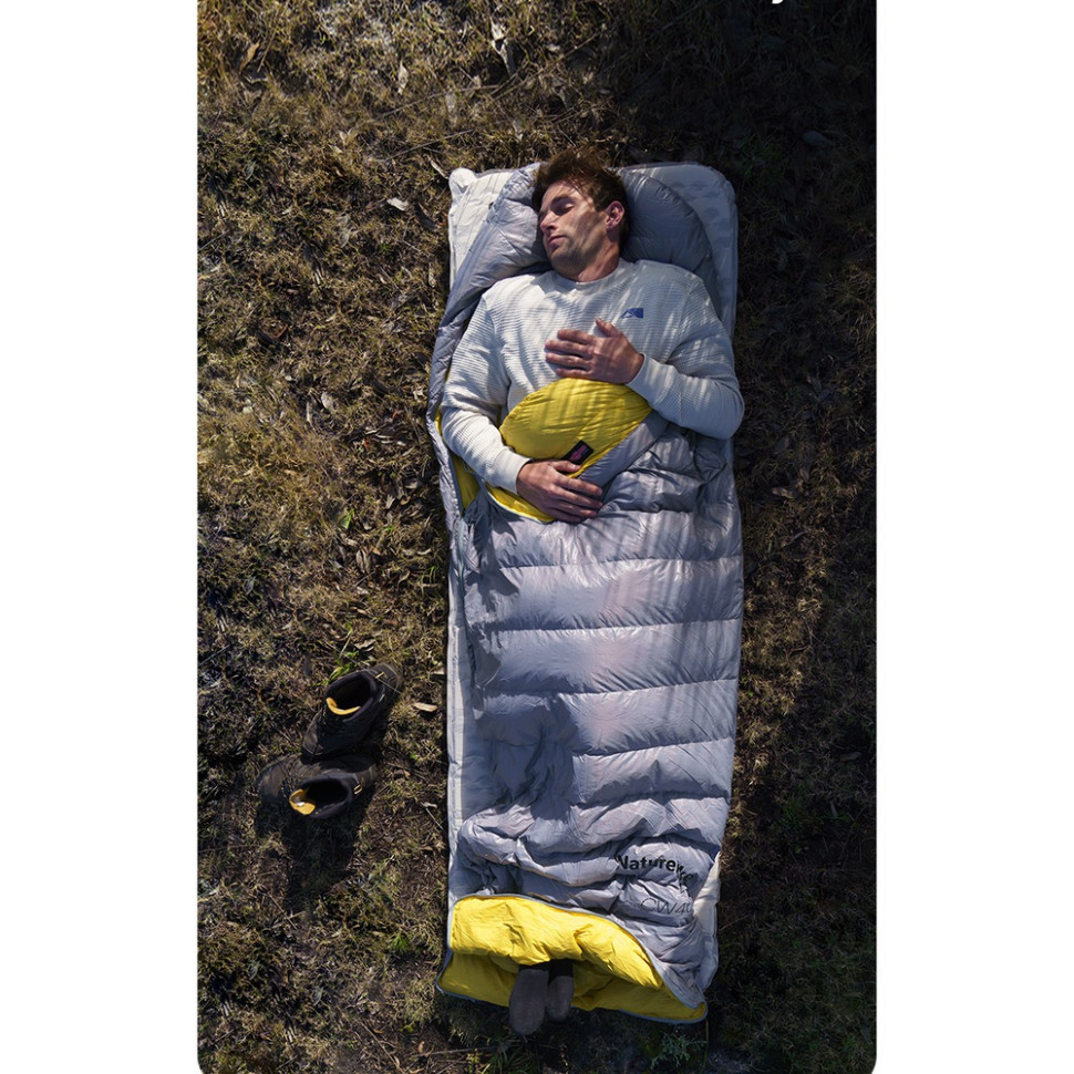 Спальний мішок із натуральним пухом Naturehike CW700 CNK2450WS048 Жовто-сірий М Вінниця - фото 8
