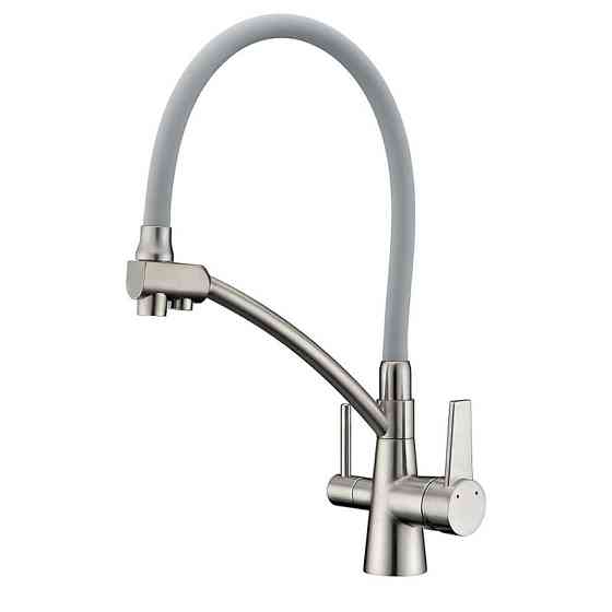 Смеситель кухонный Koer KB-72003-02 с выходом для питьевой воды и гибким изливом на подставке (KR3374) Черновцы