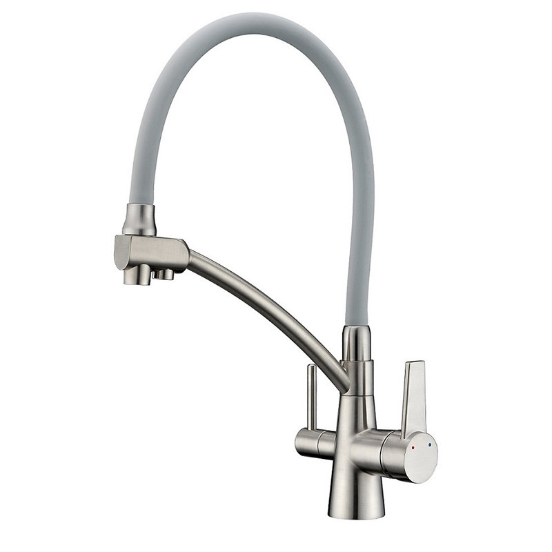 Смеситель кухонный Koer KB-72003-02 с выходом для питьевой воды и гибким изливом на подставке (KR3374) Черновцы - изображение 1