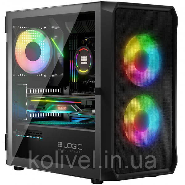 Корпус LogicConcept PORTOS MESH+GLASS ARGB fans 3x120mm BLACK без БЖ mATX (AM-PORTOS-10-0000000-0002) Киев - изображение 1