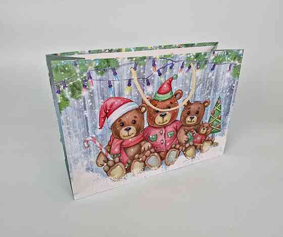 Паперові пакети великий горизонтальний 36/22/10 новорічний-16 (12 шт.) Харків