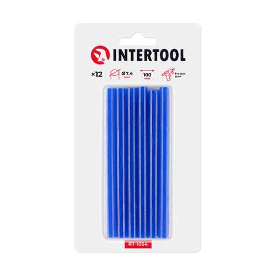Комплект клейових стрижнів блакитних, 7,4×100 мм, 12 шт. INTERTOOL RT-1054 Київ
