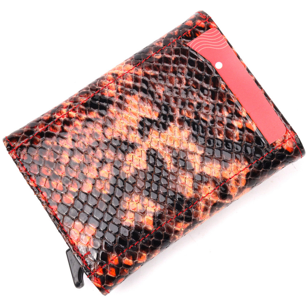 Визитница из натуральной фактурной кожи под змею KARYA 20982 Разноцветный Киев - изображение 4