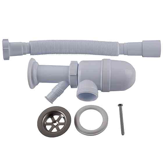 Сифон OPTIMUM 11/2| *40 для умивальника та мийки з відводом для прання машини та гофр.40*40/50 OPTI 13043 Київ