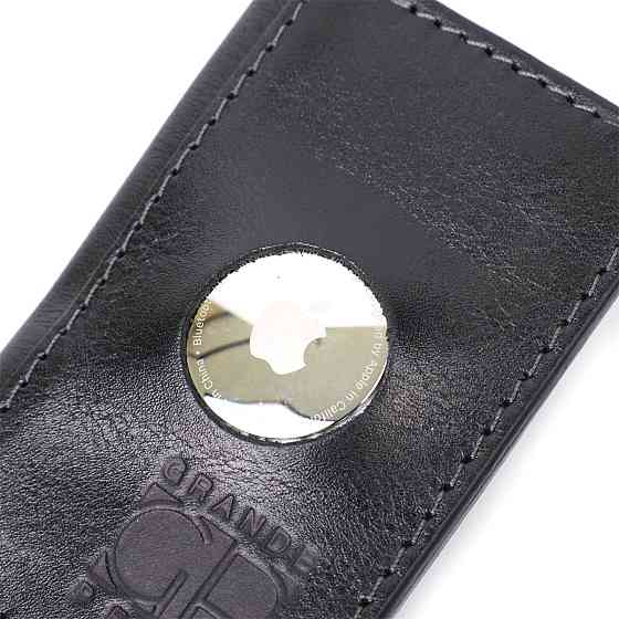 Картхолдер унисекс с держателем для Apple AirTag из натуральной кожи Черный (GRANDE PELLE) Киев