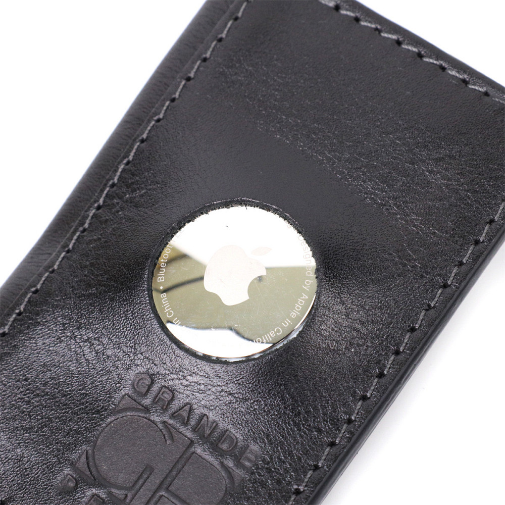 Картхолдер унисекс с держателем для Apple AirTag из натуральной кожи Черный (GRANDE PELLE) Киев - изображение 1