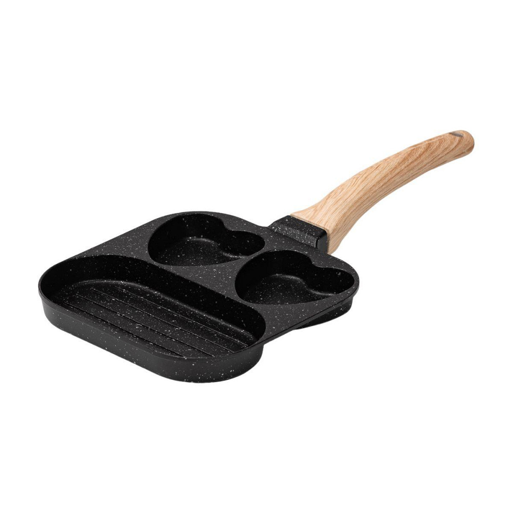 Сковорода квадратна порційна на 3 секції з антипригарним покриттям для всіх плит чорна HP39569B Київ - фото 1