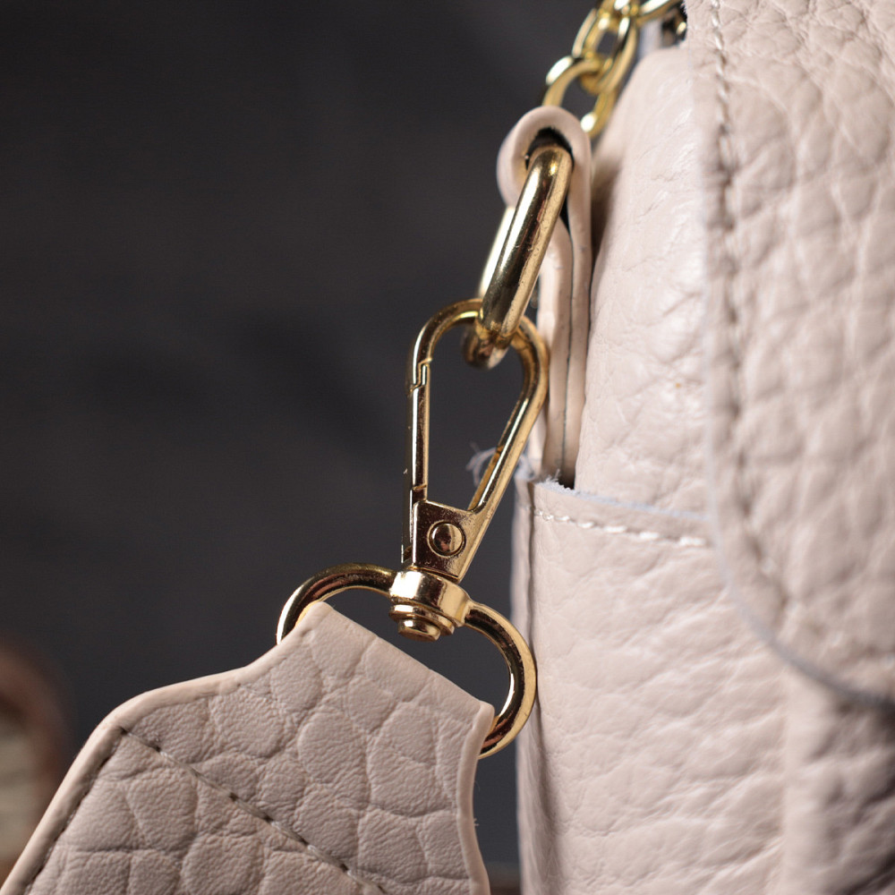 Красива жіноча шкіряна сумка з оригінальною плечовою лямкою Vintage 22404 Біла Київ - фото 9