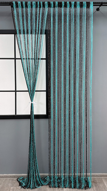 Шторы-нити с люрексом Бирюзовый с венге 300х300см 1 шт (61-101) Киев - изображение 3
