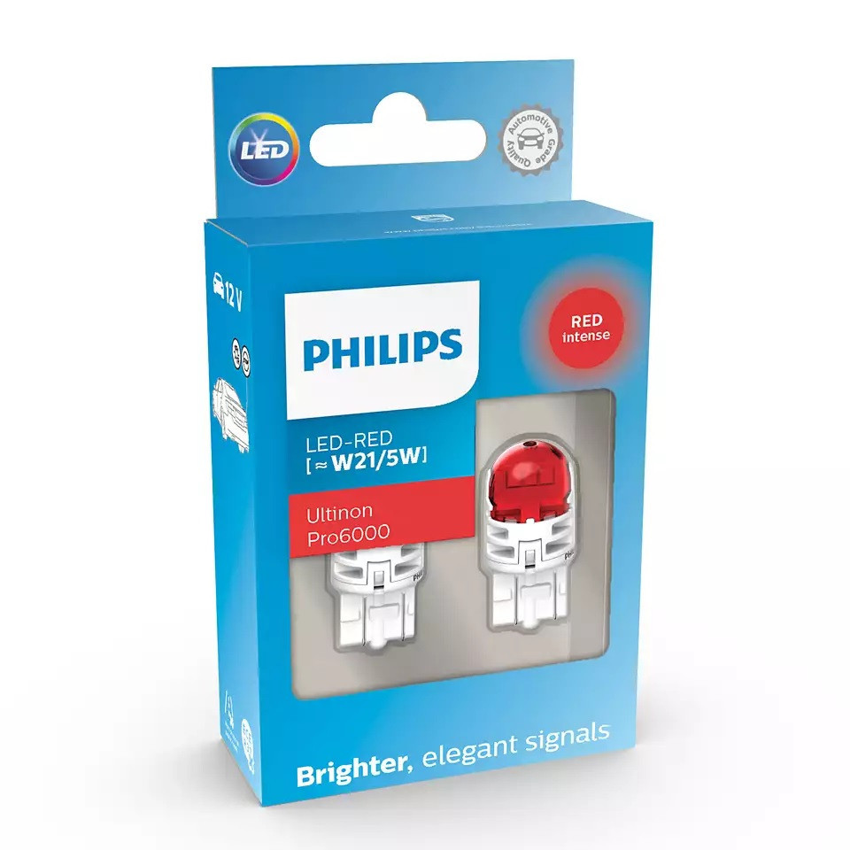 Комплект светодиодных ламп Philips 11066RU60X2 W21/5W LED Ultinon Pro6000 SI 12V 2.5/0.5 W3x16q RED Харків - фото 3