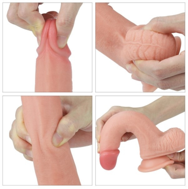 Фалоімітатор - Dual-Layered Silicone Cock 8" Flesh Sex Aura Київ - фото 4
