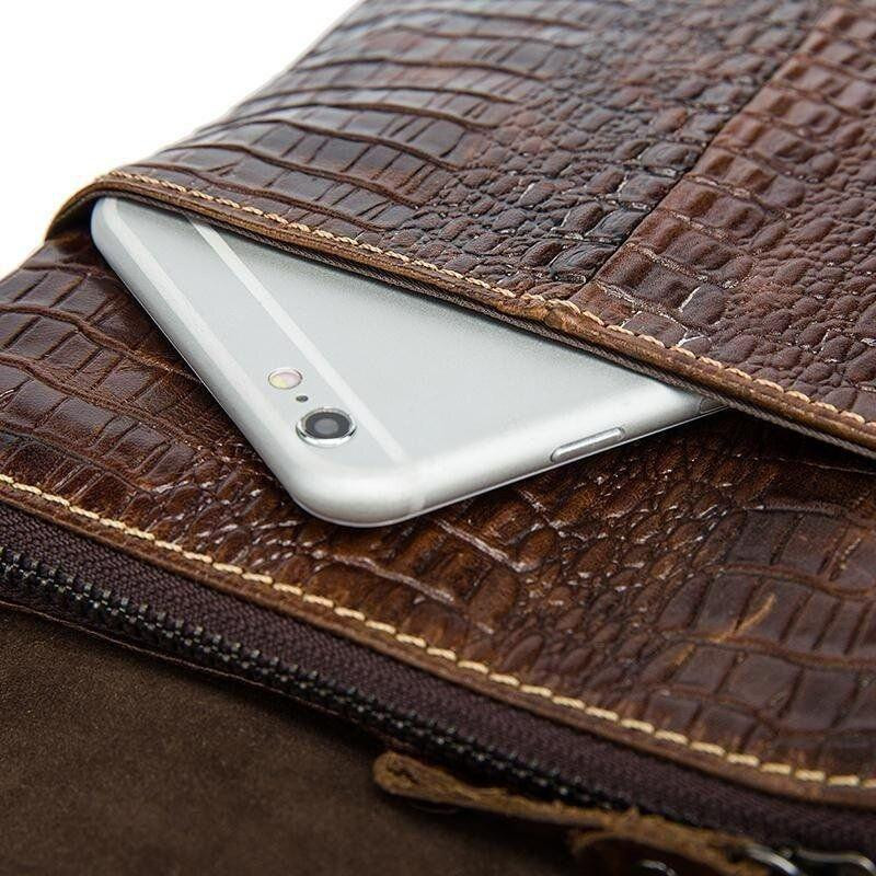 Сумка-месенджер тиснення під екзотику Vintage 20038 Коричнева Київ - фото 8