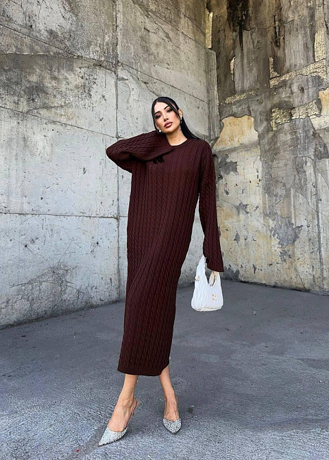 Жіноча тепла сукня міді вільного крою машина вʼязка Одеса - фото 2