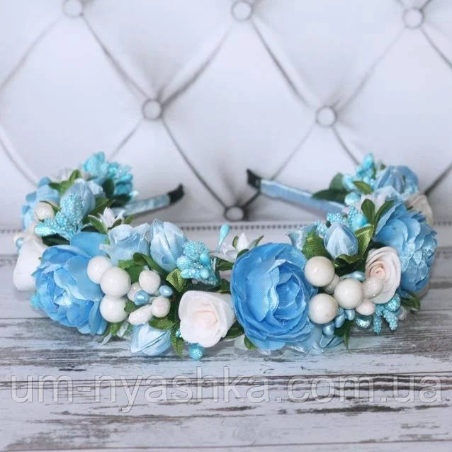 Обідок обруч з трояндочками "Блакитний Пишний" Кривий Ріг - фото 2