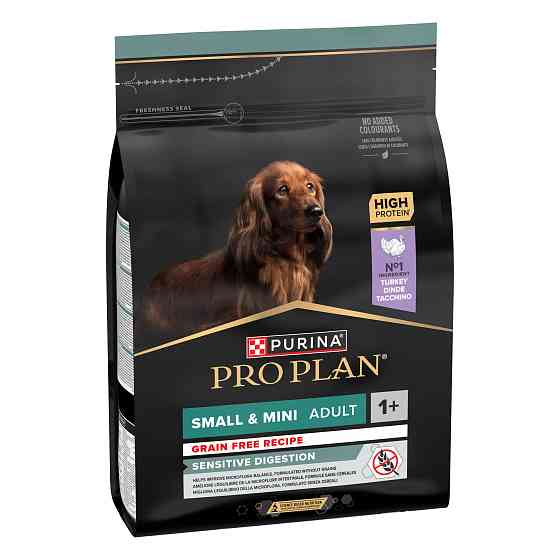 Сухий корм PRO PLAN Small&Mini Adult 1+ Sensitive Digestion для дорослих собак дрібних порід, з чутливим травленням, беззерновий, з індичкою, 2,5  Київ