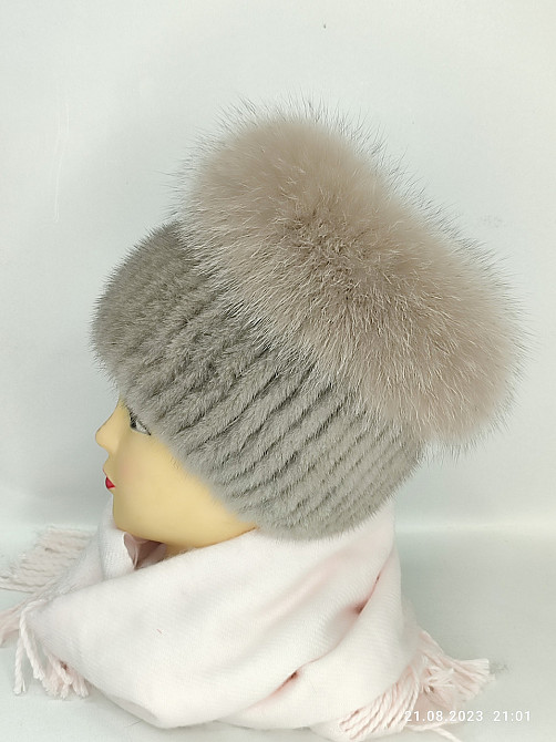 Меховая женская шапка кубанка Лиа Бежевый Харьков - изображение 2