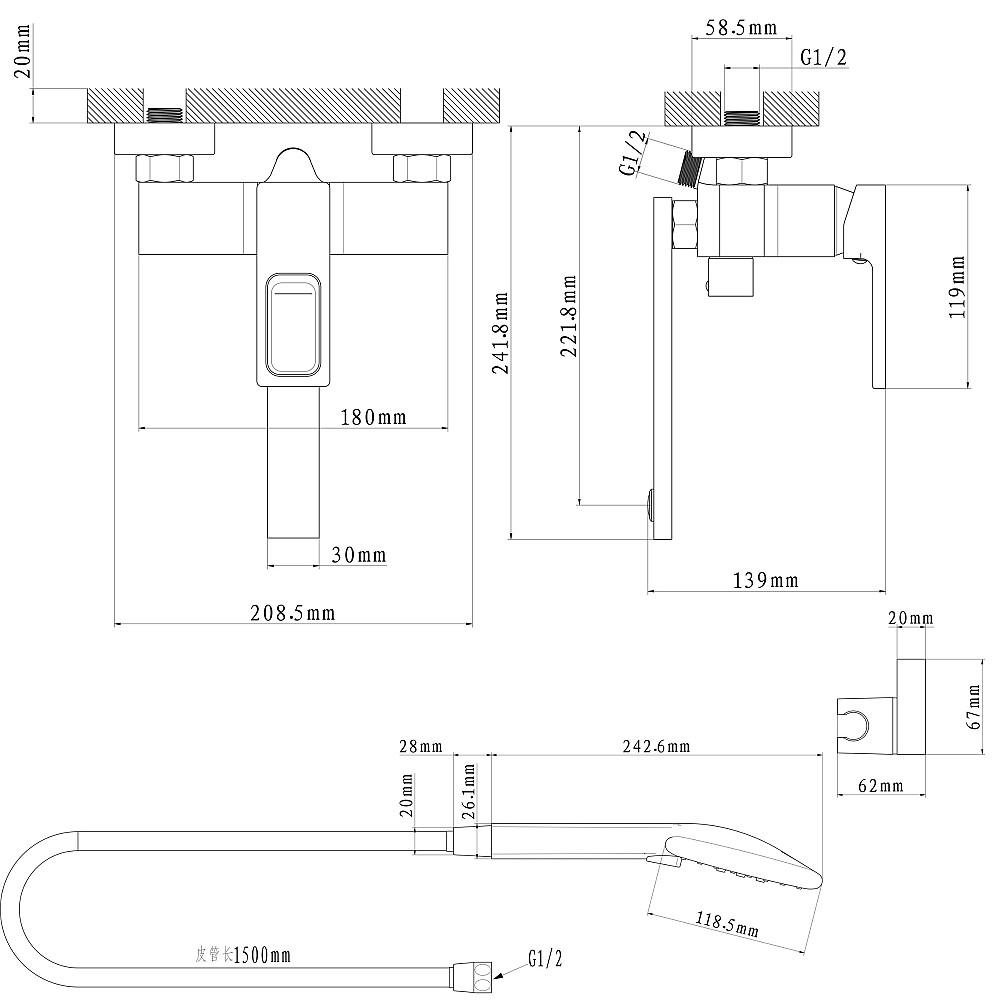 Змішувач для ванни Globus Lux PIANO GLPN-0102N Луцк - изображение 7