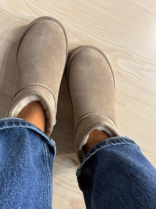 Угги женские Hengji 25-3 натуральная замша короткие на высокой подошве бежевые, 37, 23,5 см Киев - изображение 13